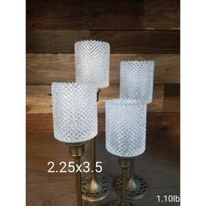 4 Vintage Faroy Style Diamond Cut Point Clear Glass Pegged Votive Cups